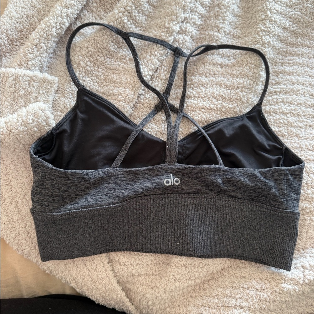 ALO Yoga alosoft lavish bra Charcoal Strappy Sports Bra